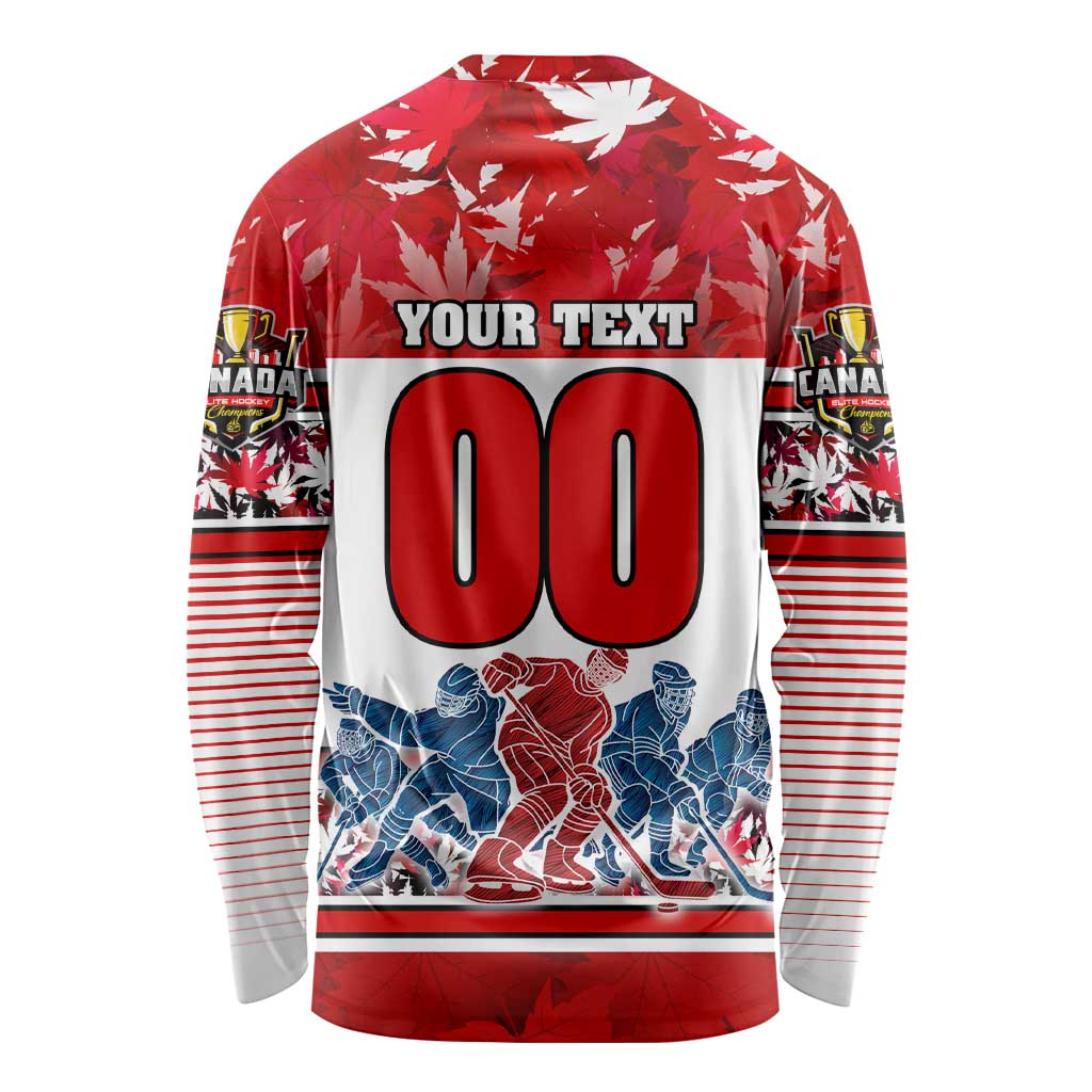 Personalized Canada Elite Hockey Long Sleeve Shirt Champions Spirit