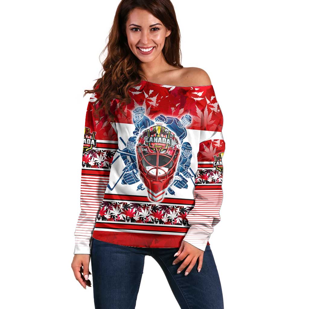Personalized Canada Elite Hockey Off Shoulder Sweater Champions Spirit