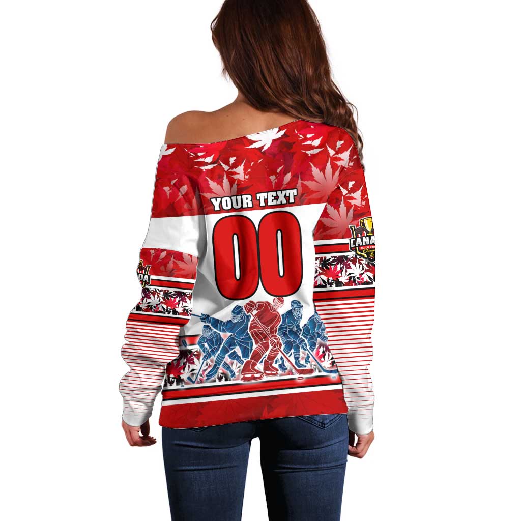 Personalized Canada Elite Hockey Off Shoulder Sweater Champions Spirit