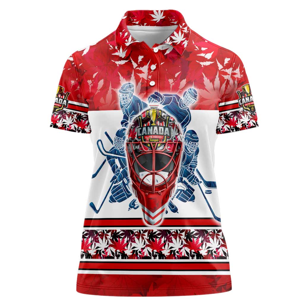 Personalized Canada Elite Hockey Women Polo Shirt Champions Spirit