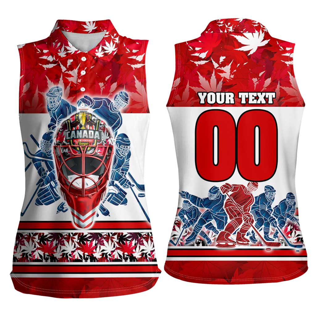 Personalized Canada Elite Hockey Women Sleeveless Polo Shirt Champions Spirit