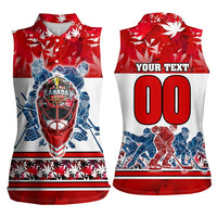 Personalized Canada Elite Hockey Women Sleeveless Polo Shirt Champions Spirit