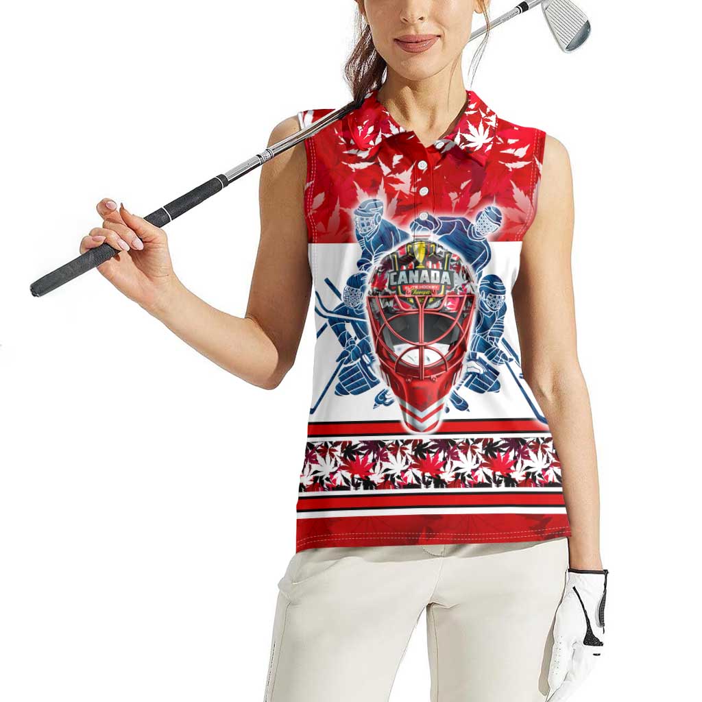 Personalized Canada Elite Hockey Women Sleeveless Polo Shirt Champions Spirit