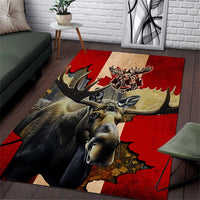 Canada Moose Area Rug Canadian Flag Maple Leaf Vintage