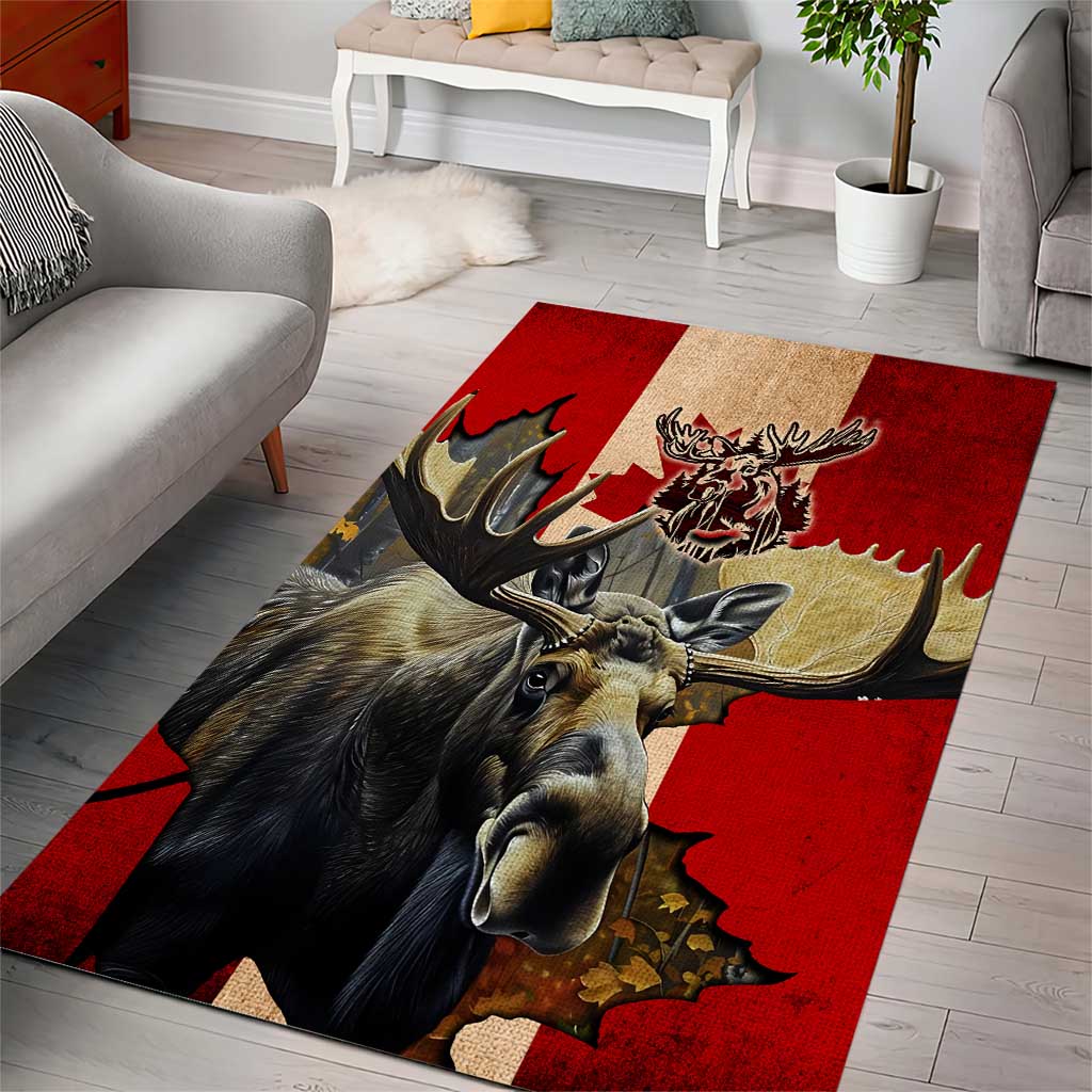 Canada Moose Area Rug Canadian Flag Maple Leaf Vintage