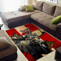 Canada Moose Area Rug Canadian Flag Maple Leaf Vintage