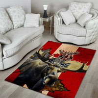 Canada Moose Area Rug Canadian Flag Maple Leaf Vintage
