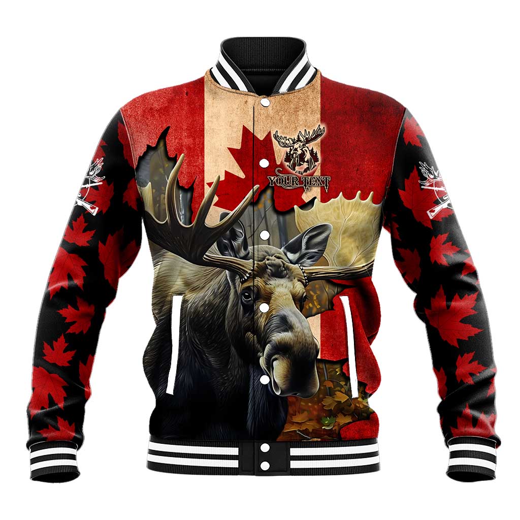 Personalized Canada Moose Baseball Jacket Canadian Flag Maple Leaf Vintage