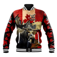 Personalized Canada Moose Baseball Jacket Canadian Flag Maple Leaf Vintage