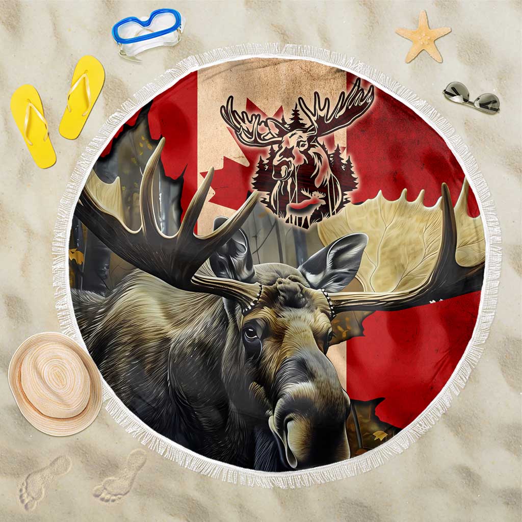 Canada Moose Beach Blanket Canadian Flag Maple Leaf Vintage