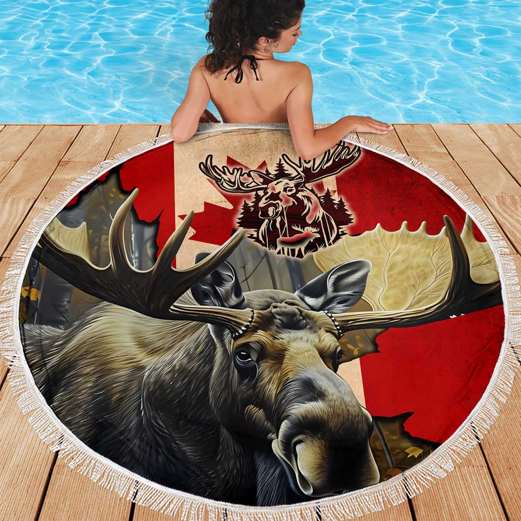Canada Moose Beach Blanket Canadian Flag Maple Leaf Vintage