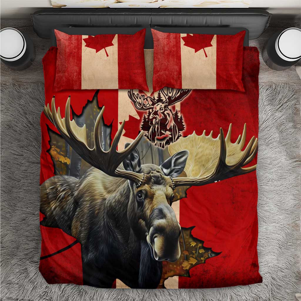 Canada Moose Bedding Set Canadian Flag Maple Leaf Vintage