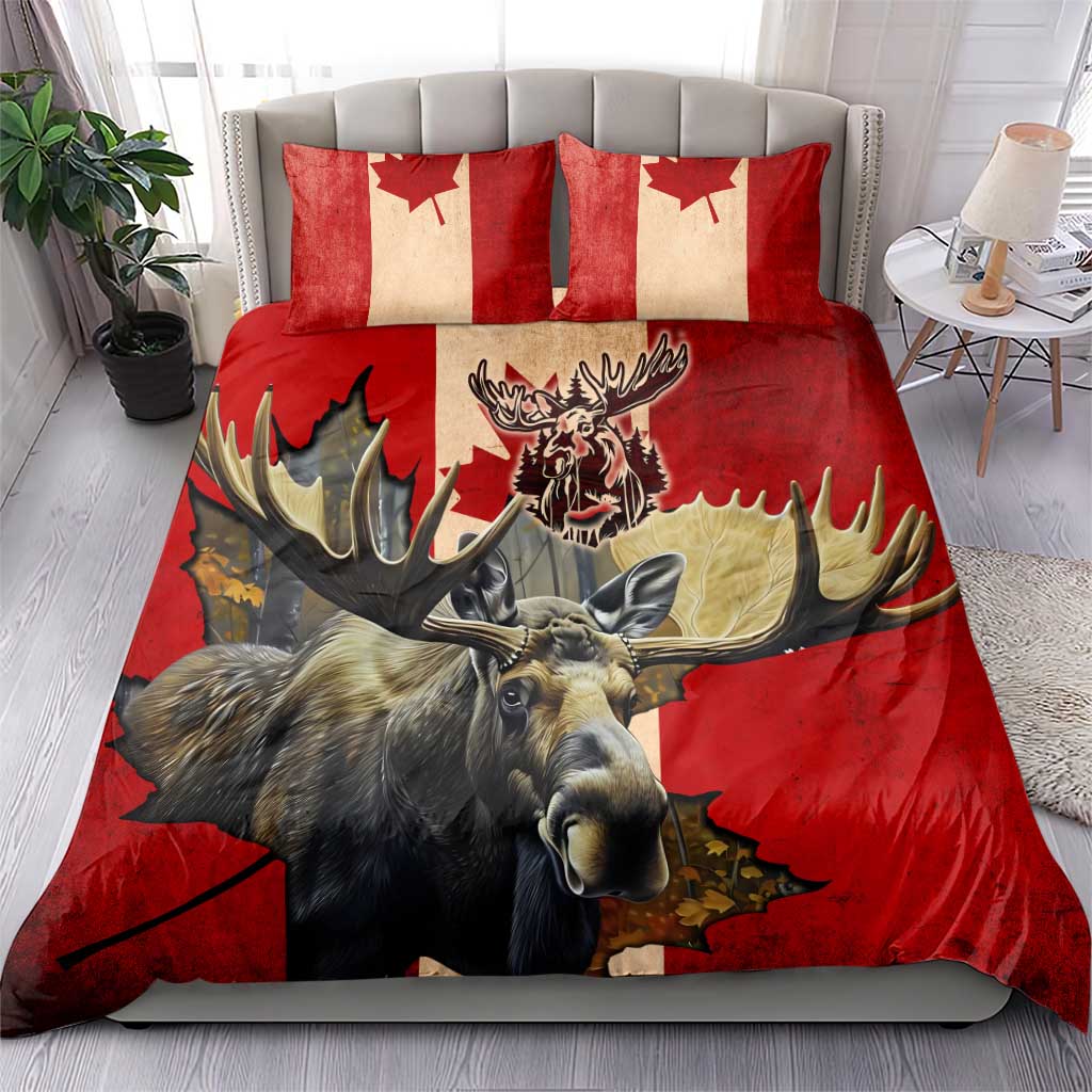 Canada Moose Bedding Set Canadian Flag Maple Leaf Vintage