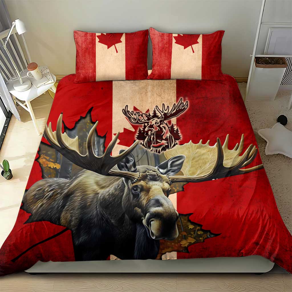 Canada Moose Bedding Set Canadian Flag Maple Leaf Vintage