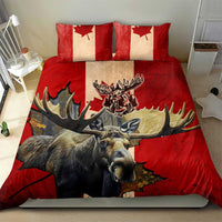 Canada Moose Bedding Set Canadian Flag Maple Leaf Vintage