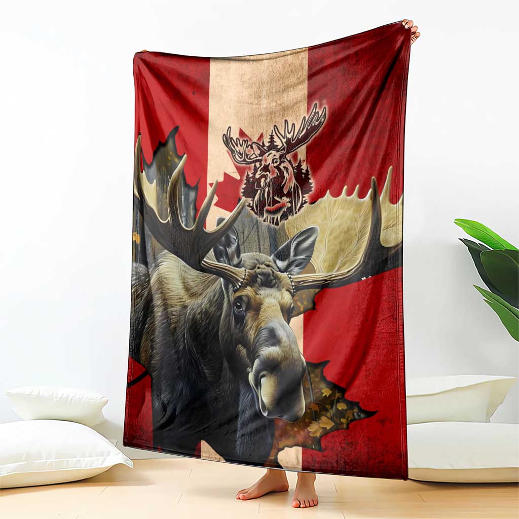Canada Moose Blanket Canadian Flag Maple Leaf Vintage