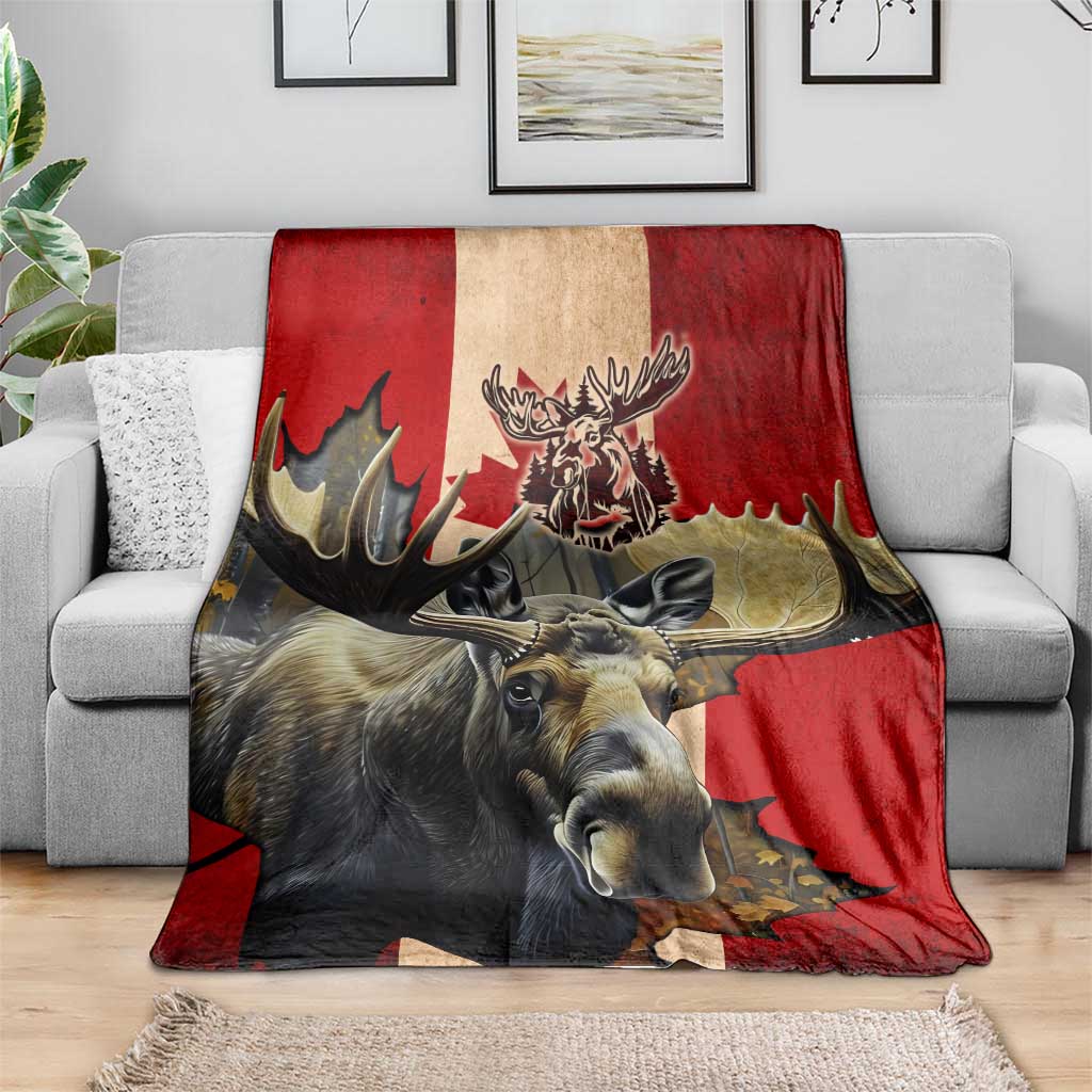 Canada Moose Blanket Canadian Flag Maple Leaf Vintage