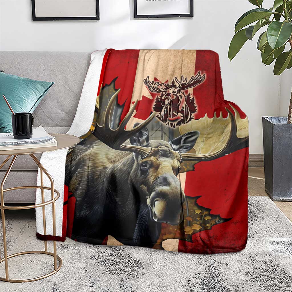 Canada Moose Blanket Canadian Flag Maple Leaf Vintage