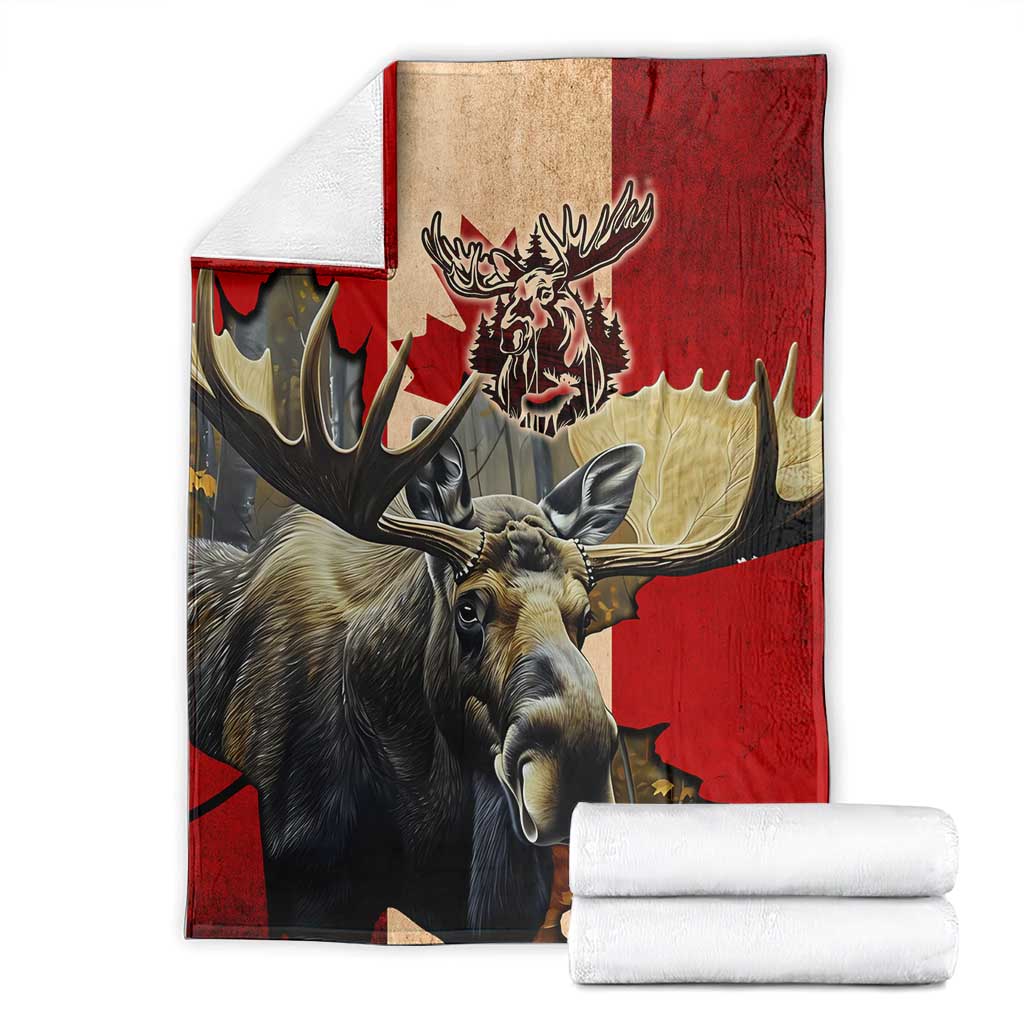 Canada Moose Blanket Canadian Flag Maple Leaf Vintage