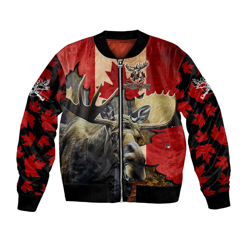 Personalized Canada Moose Bomber Jacket Canadian Flag Maple Leaf Vintage
