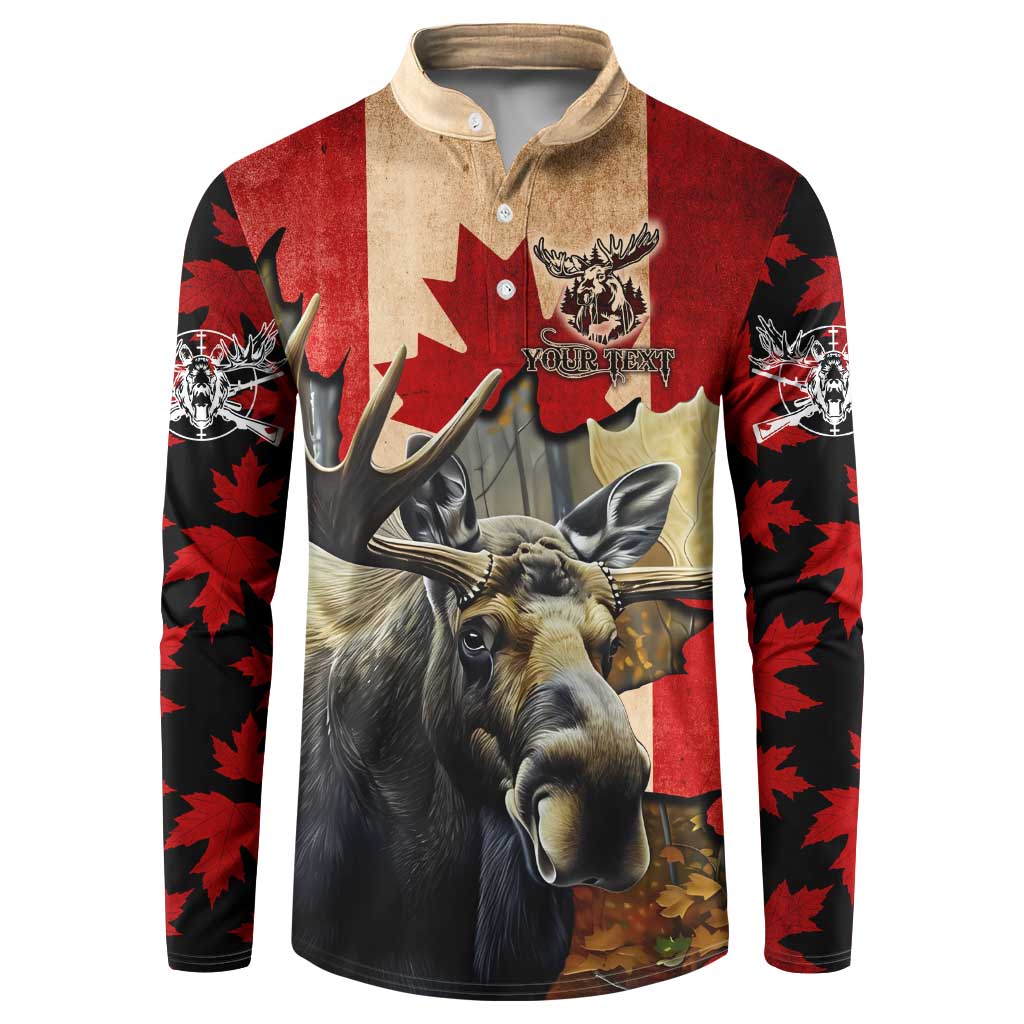 Personalized Canada Moose Button Sweatshirt Canadian Flag Maple Leaf Vintage