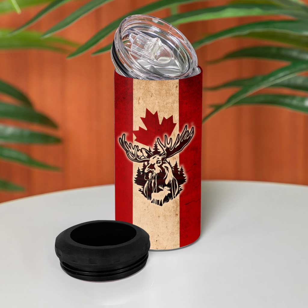 Canada Moose 4 in 1 Can Cooler Tumbler Canadian Flag Maple Leaf Vintage