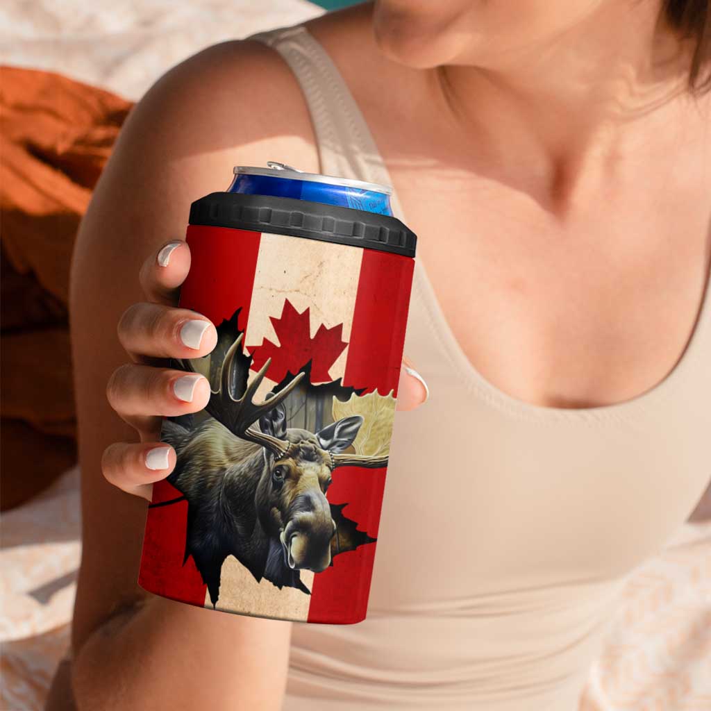 Canada Moose 4 in 1 Can Cooler Tumbler Canadian Flag Maple Leaf Vintage