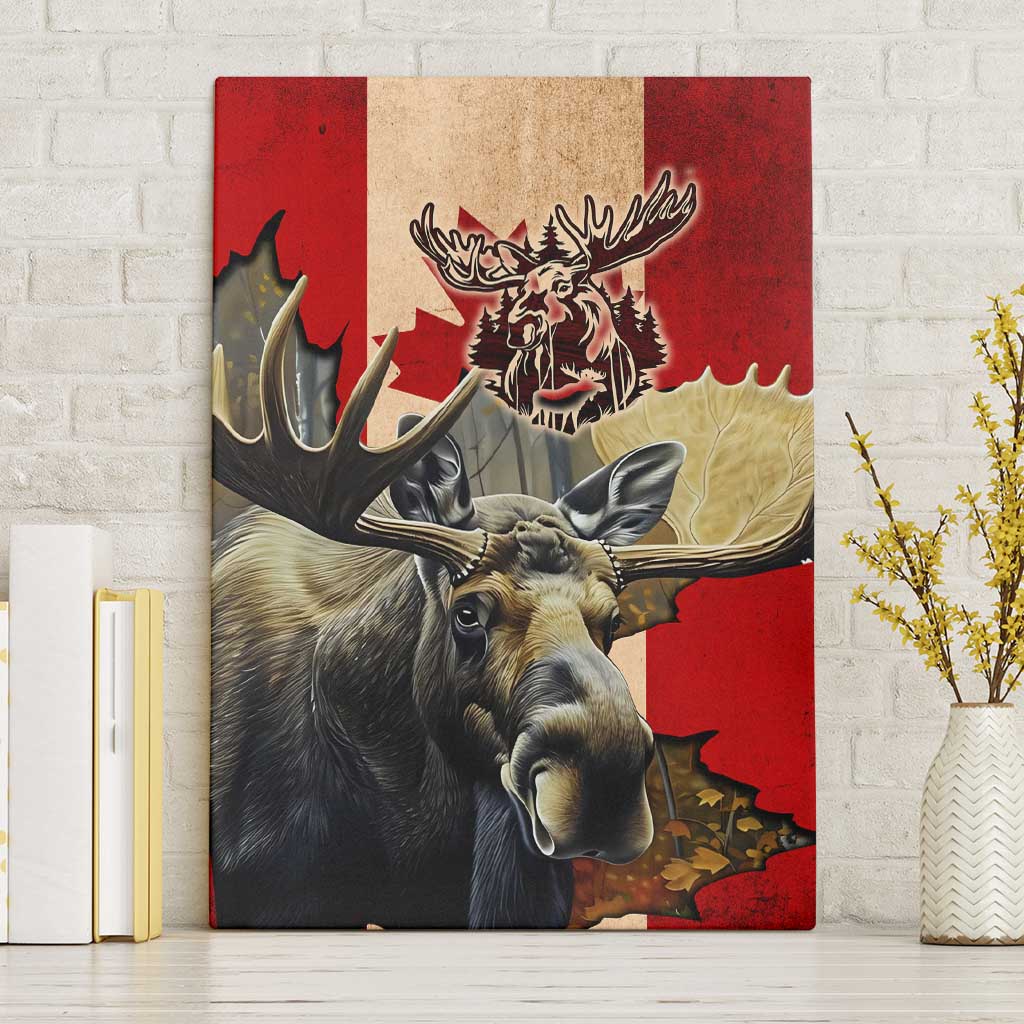 Canada Moose Canvas Wall Art Canadian Flag Maple Leaf Vintage
