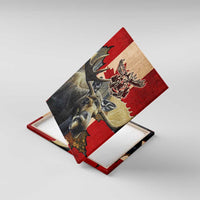 Canada Moose Canvas Wall Art Canadian Flag Maple Leaf Vintage
