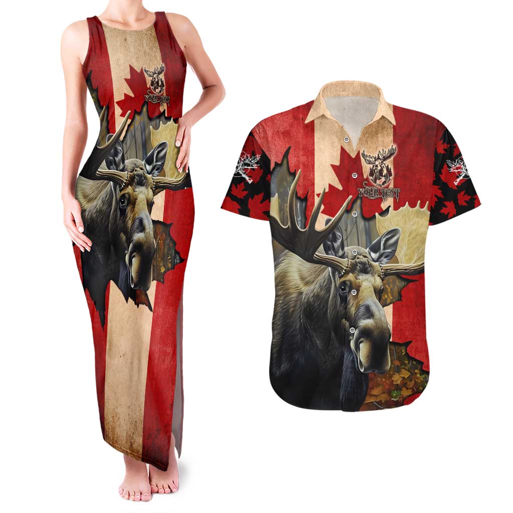 Personalized Canada Moose Couples Matching Tank Maxi Dress and Hawaiian Shirt Canadian Flag Maple Leaf Vintage