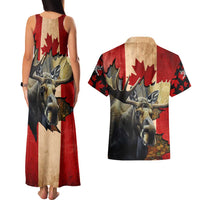 Personalized Canada Moose Couples Matching Tank Maxi Dress and Hawaiian Shirt Canadian Flag Maple Leaf Vintage