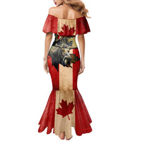 Personalized Canada Moose Family Matching Mermaid Dress and Hawaiian Shirt Canadian Flag Maple Leaf Vintage