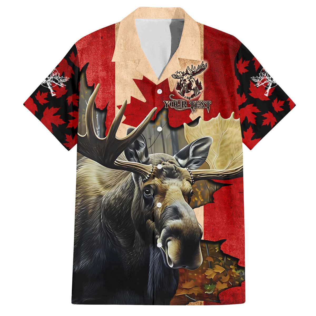 Personalized Canada Moose Family Matching Off The Shoulder Long Sleeve Dress and Hawaiian Shirt Canadian Flag Maple Leaf Vintage