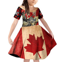 Personalized Canada Moose Family Matching Off Shoulder Short Dress and Hawaiian Shirt Canadian Flag Maple Leaf Vintage