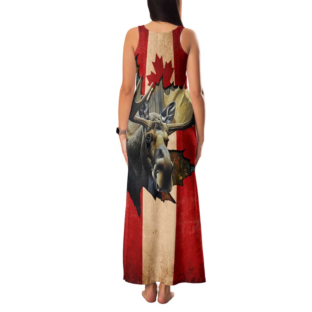Personalized Canada Moose Family Matching Tank Maxi Dress and Hawaiian Shirt Canadian Flag Maple Leaf Vintage