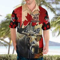 Personalized Canada Moose Hawaiian Shirt Canadian Flag Maple Leaf Vintage
