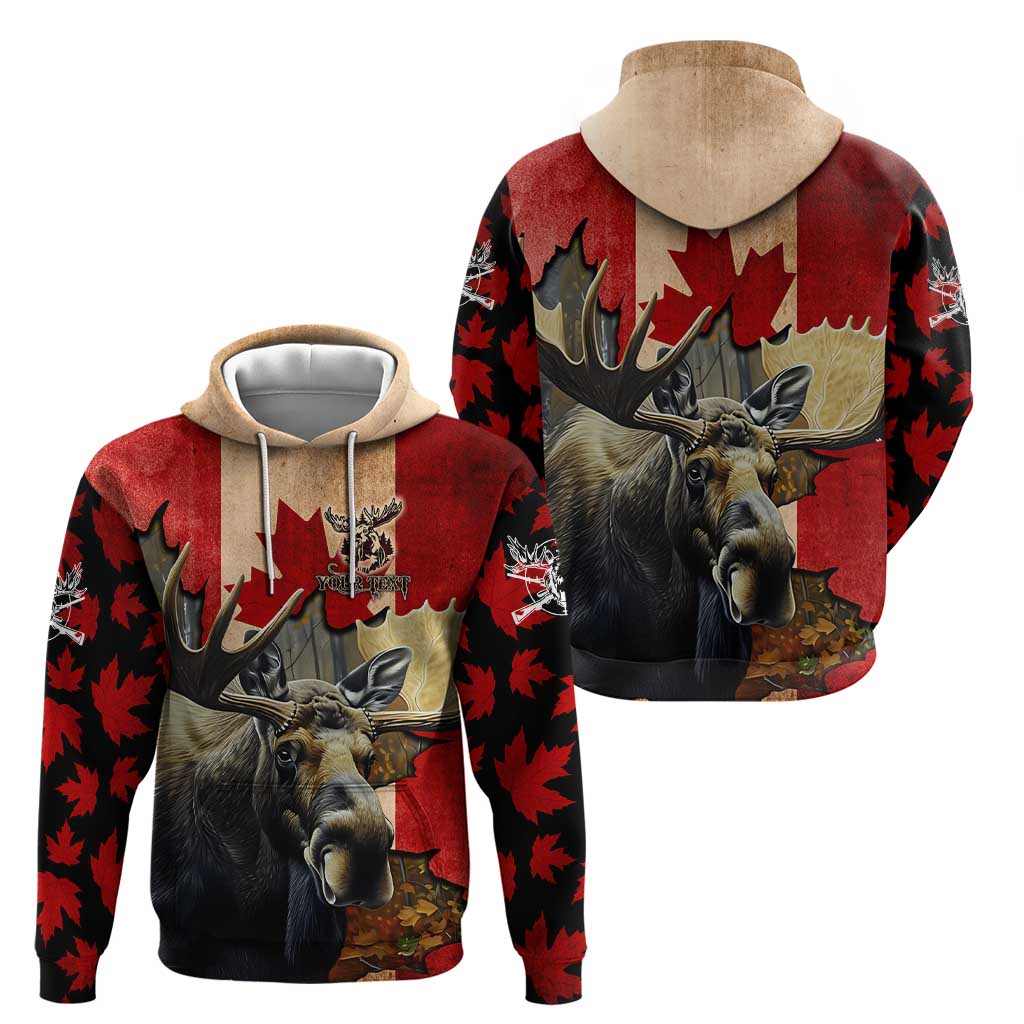 Personalized Canada Moose Hoodie Canadian Flag Maple Leaf Vintage