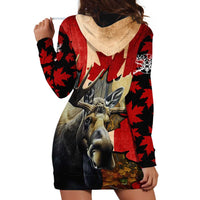 Personalized Canada Moose Hoodie Dress Canadian Flag Maple Leaf Vintage