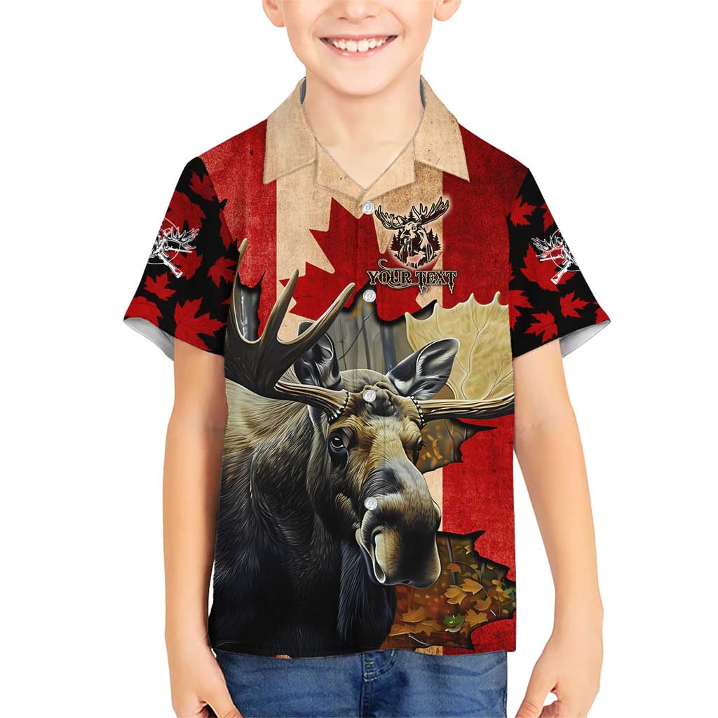 Personalized Canada Moose Kid Hawaiian Shirt Canadian Flag Maple Leaf Vintage
