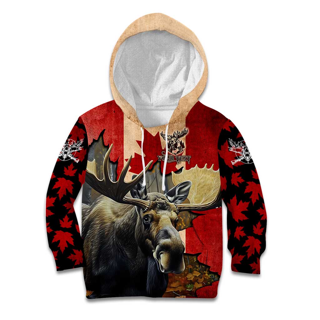 Personalized Canada Moose Kid Hoodie Canadian Flag Maple Leaf Vintage
