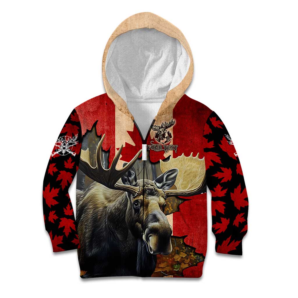 Personalized Canada Moose Kid Hoodie Canadian Flag Maple Leaf Vintage