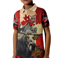 Personalized Canada Moose Kid Polo Shirt Canadian Flag Maple Leaf Vintage