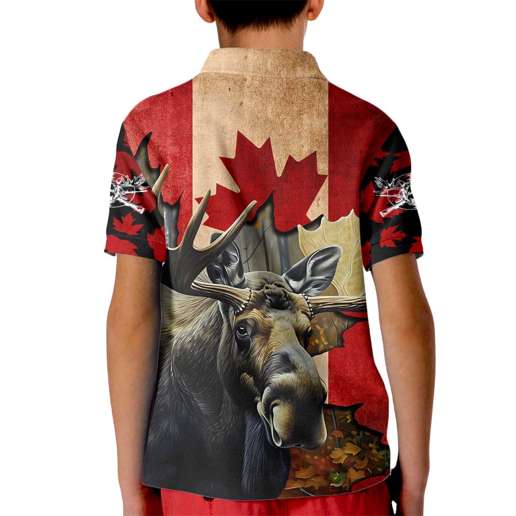 Personalized Canada Moose Kid Polo Shirt Canadian Flag Maple Leaf Vintage
