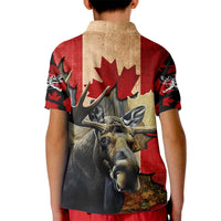 Personalized Canada Moose Kid Polo Shirt Canadian Flag Maple Leaf Vintage