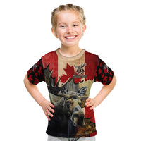 Personalized Canada Moose Kid T Shirt Canadian Flag Maple Leaf Vintage
