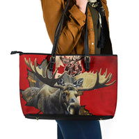 Canada Moose Leather Tote Bag Canadian Flag Maple Leaf Vintage
