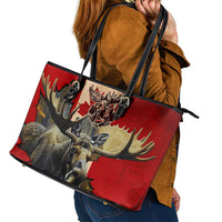 Canada Moose Leather Tote Bag Canadian Flag Maple Leaf Vintage