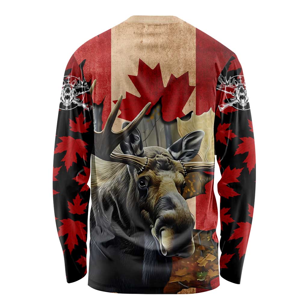 Personalized Canada Moose Long Sleeve Shirt Canadian Flag Maple Leaf Vintage