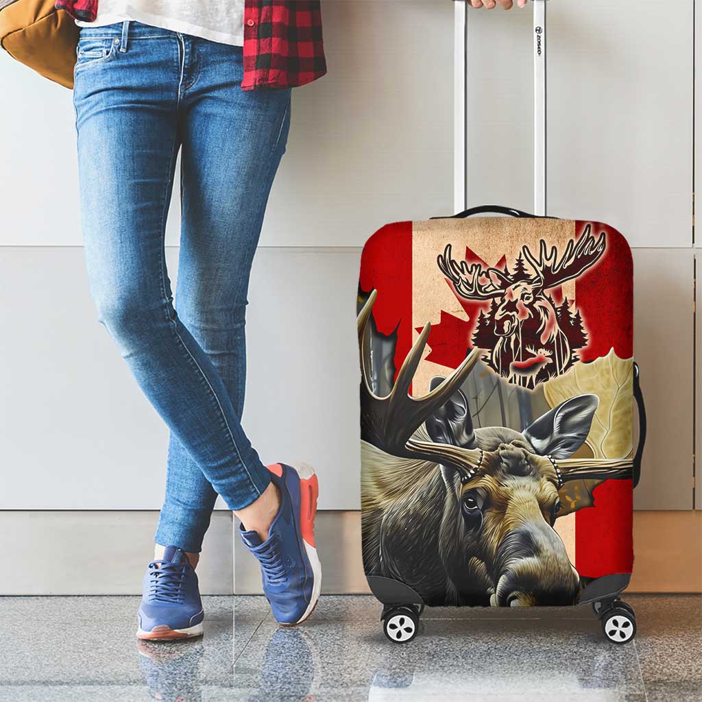 Canada Moose Luggage Cover Canadian Flag Maple Leaf Vintage