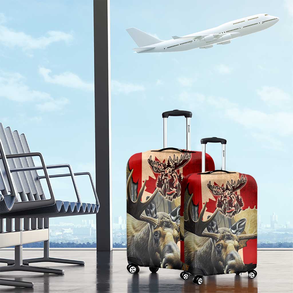 Canada Moose Luggage Cover Canadian Flag Maple Leaf Vintage